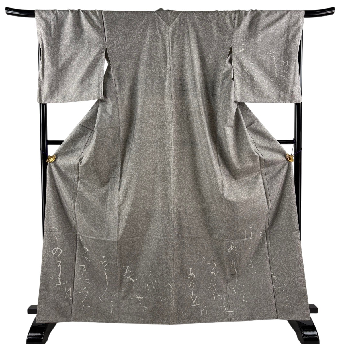 【美品】 付下げ 身の丈165珊 裄丈69珊 L 袷 紬地 文字記号文 灰茶 正絹 神品 【中古】