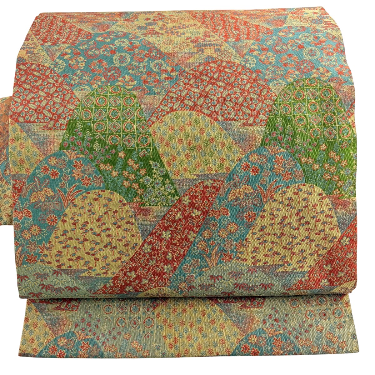 【美品】 名古屋帯 秀品 落款あり 萬葉 山並み 草花 灰緑 正絹 【中古】｜バイセル 店