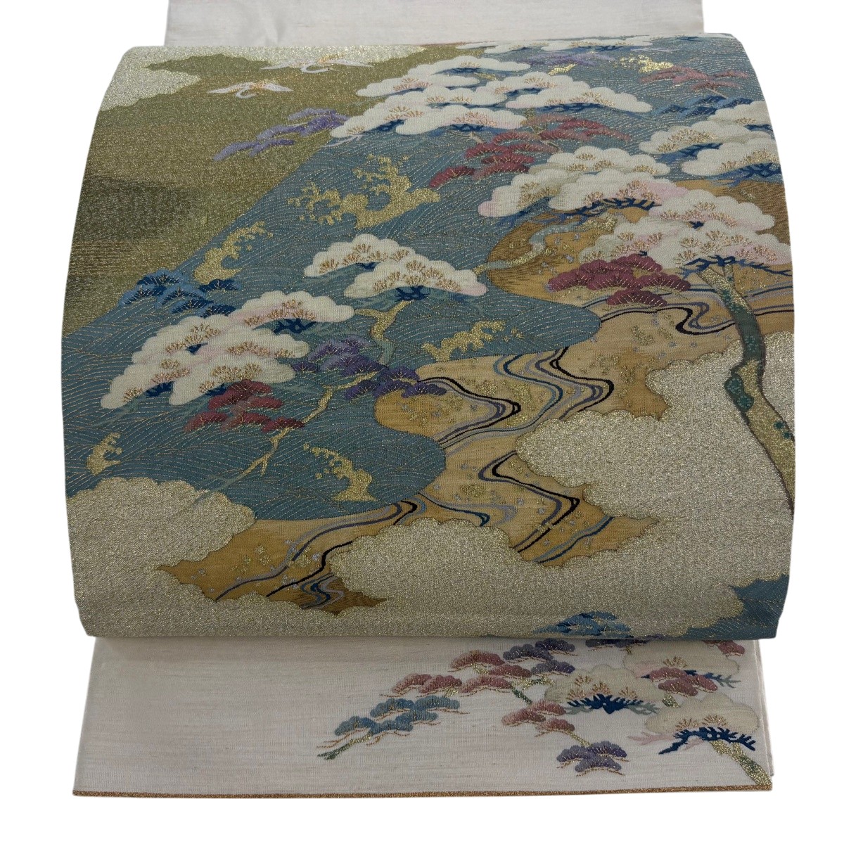 袋帯 神品 笠松 波 現ナマ糸 金色 お太鼓柄 正絹 【中古】