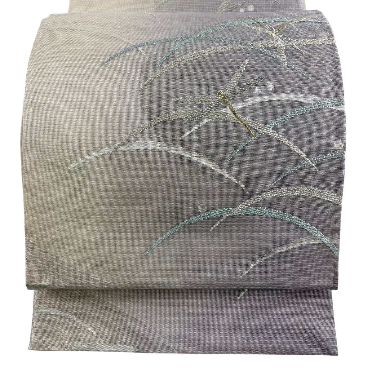 【美品】 袋帯 秀品 夏帯 トンボ 露芝 現ナマ糸 箔 薄紫 六通 正絹 【中古】