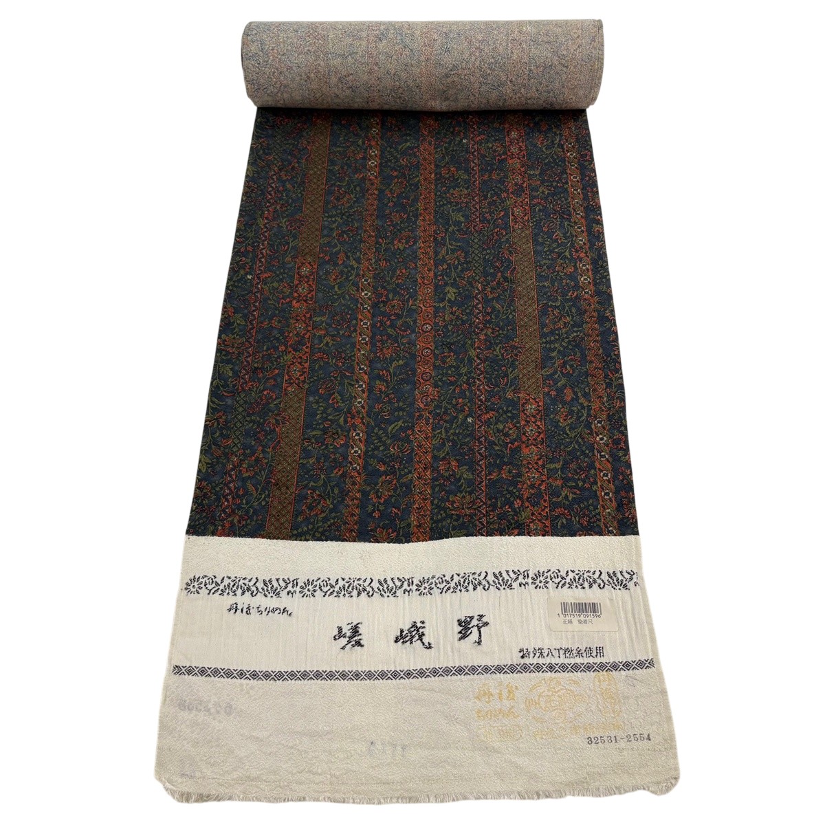 布切れ 秀品 小紋 顕花植物 墨色 正絹 【中古】