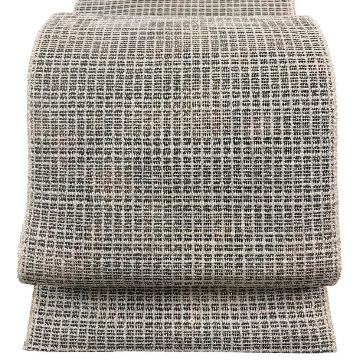 【美品】 名古屋帯 秀品 八寸名古屋帯 松葉仕立てもの 夏帯 縞 箔 ベージュ 正絹 【中古】