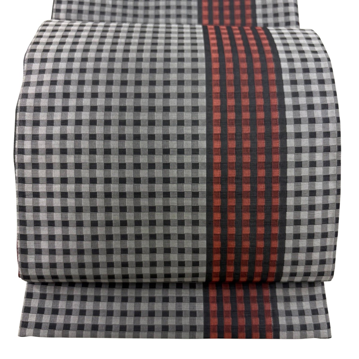 【美品】 袋帯 秀品 透かし彫り 黒灰 全通 正絹 【中古】
