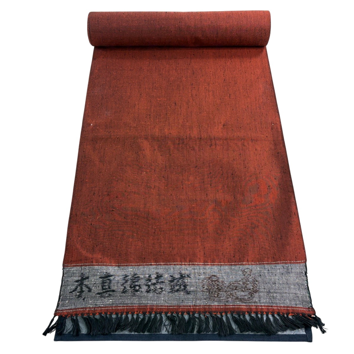 布切れ 秀品 紬 赤茶 正絹 【中古】