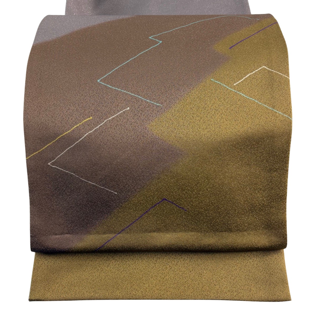 【美品】 袋帯 秀品 幾何学学 銀糸 小豆色 お太鼓柄 正絹 【中古】