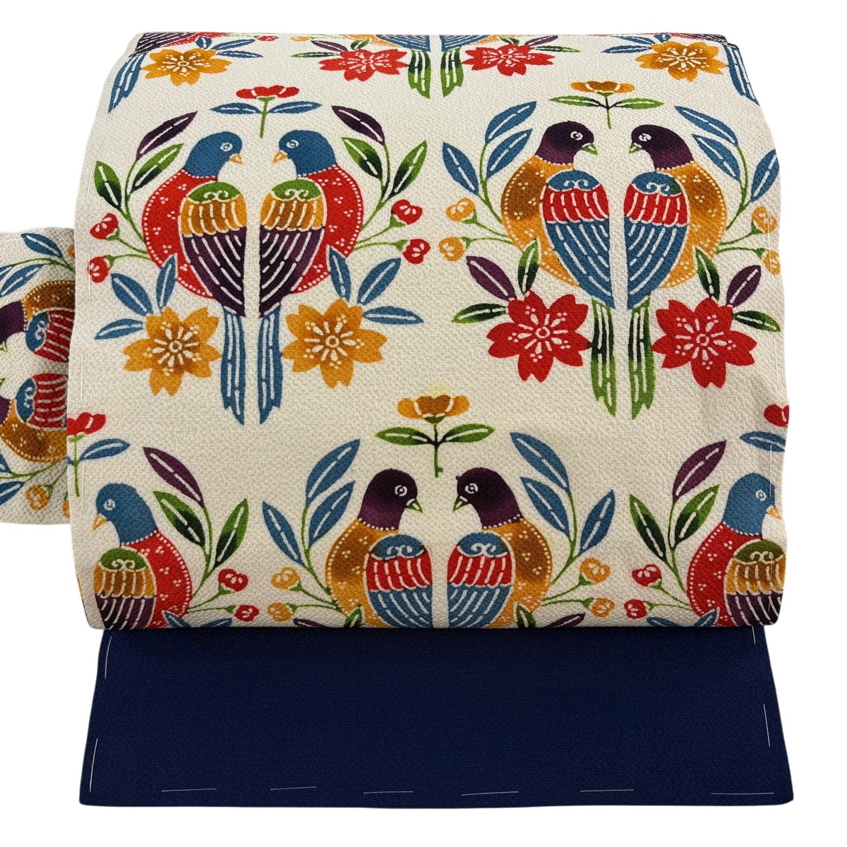 【美品】 名古屋帯 秀品 向こうっ面鳥 顕花植物 クレープ 皮膚軟化剤 正絹 【中古】