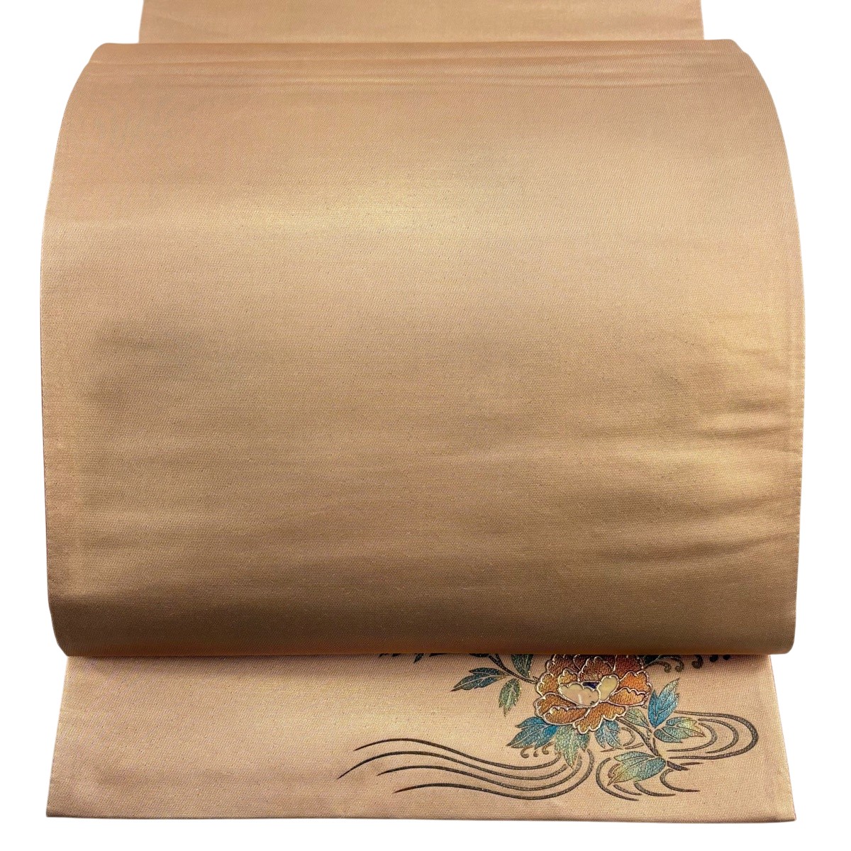 【美品】 袋帯 秀品 ワンポイント オレンジ色 六通 正絹 【中古】