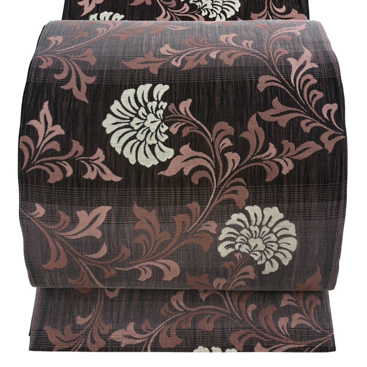 【美品】 袋帯 名篇 花唐草 赤紫 六通 正絹 【中古】