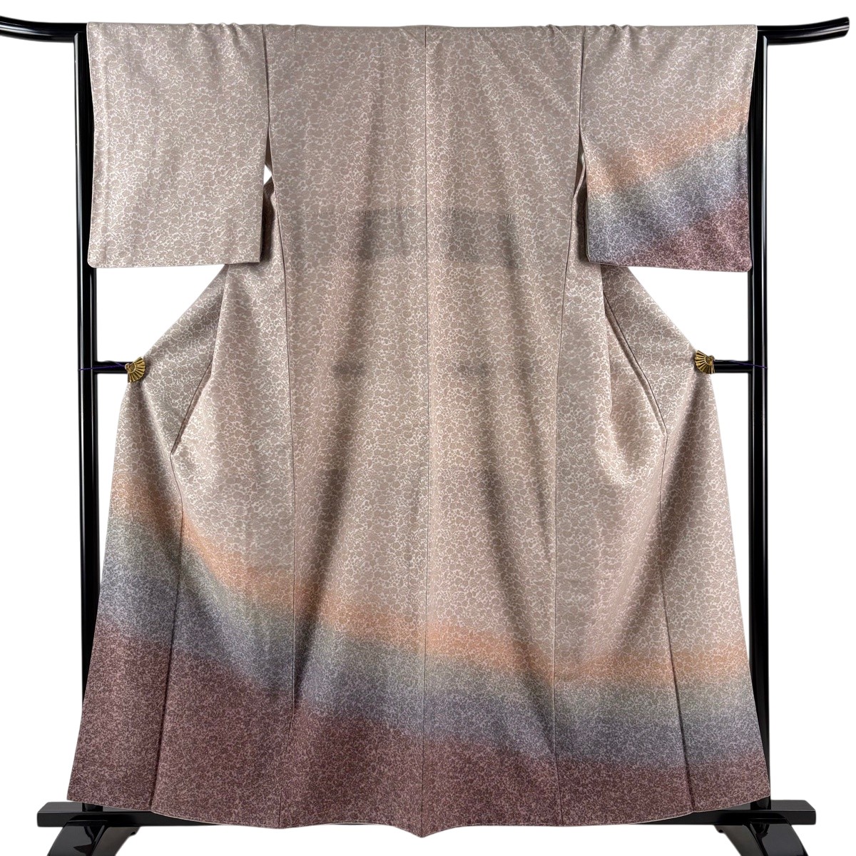 【美品】 付下げ 身たけ158糎 裄丈65.5糎 M 袷 地紋 ぼかし うす茶色色 正絹 珠玉 【中古】
