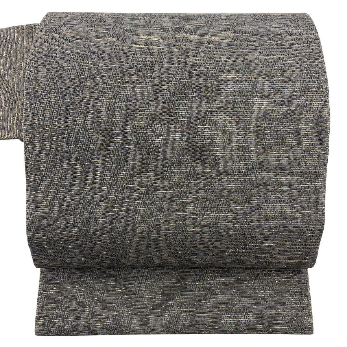 【美品】 名古屋帯 秀品 幾何学学 箔 薄墨色 正絹 【中古】
