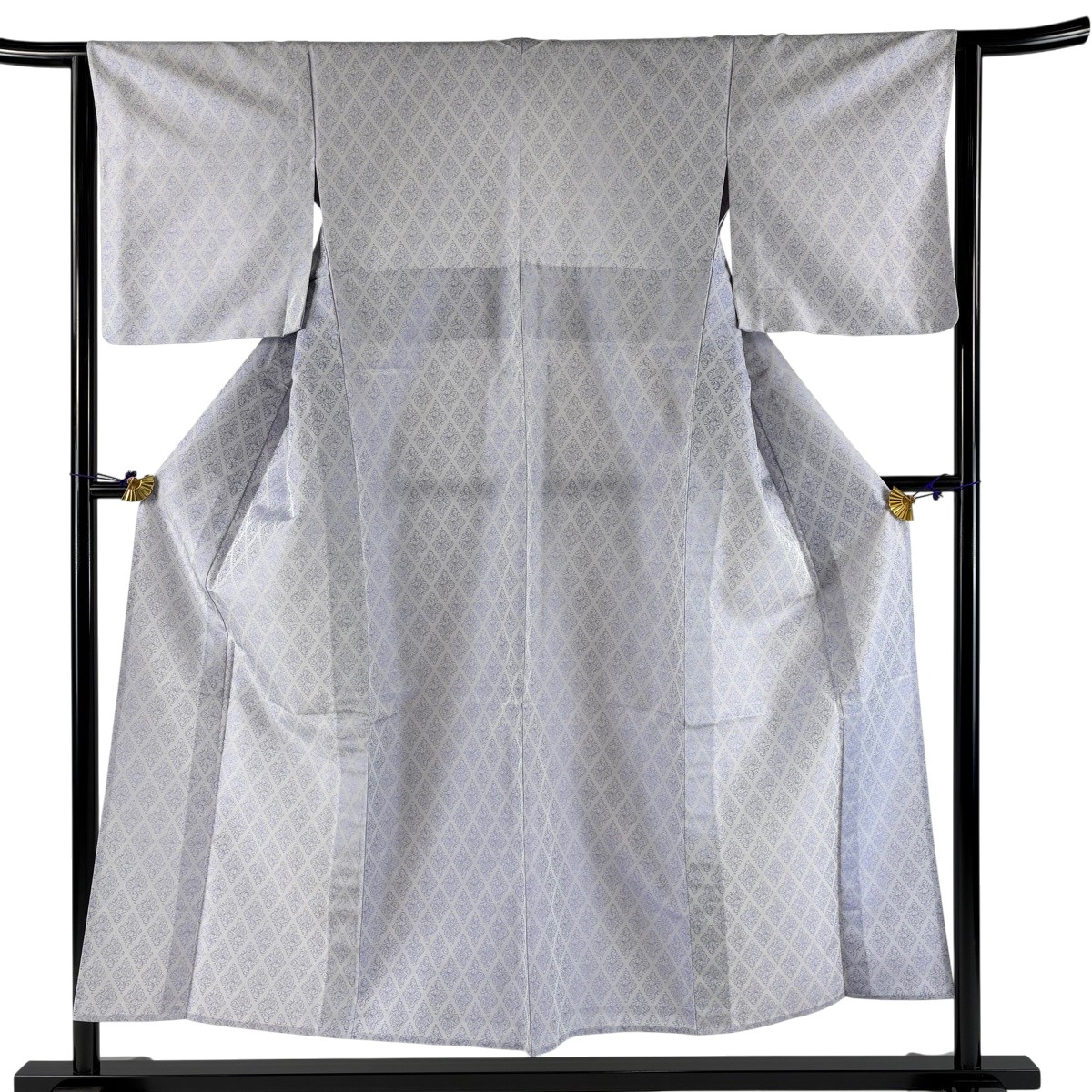【美品】 付下げ 身たけ151.5糎 裄丈63糎 S 単衣 菱 幾何学学 薄紫 正絹 珠玉 【中古】