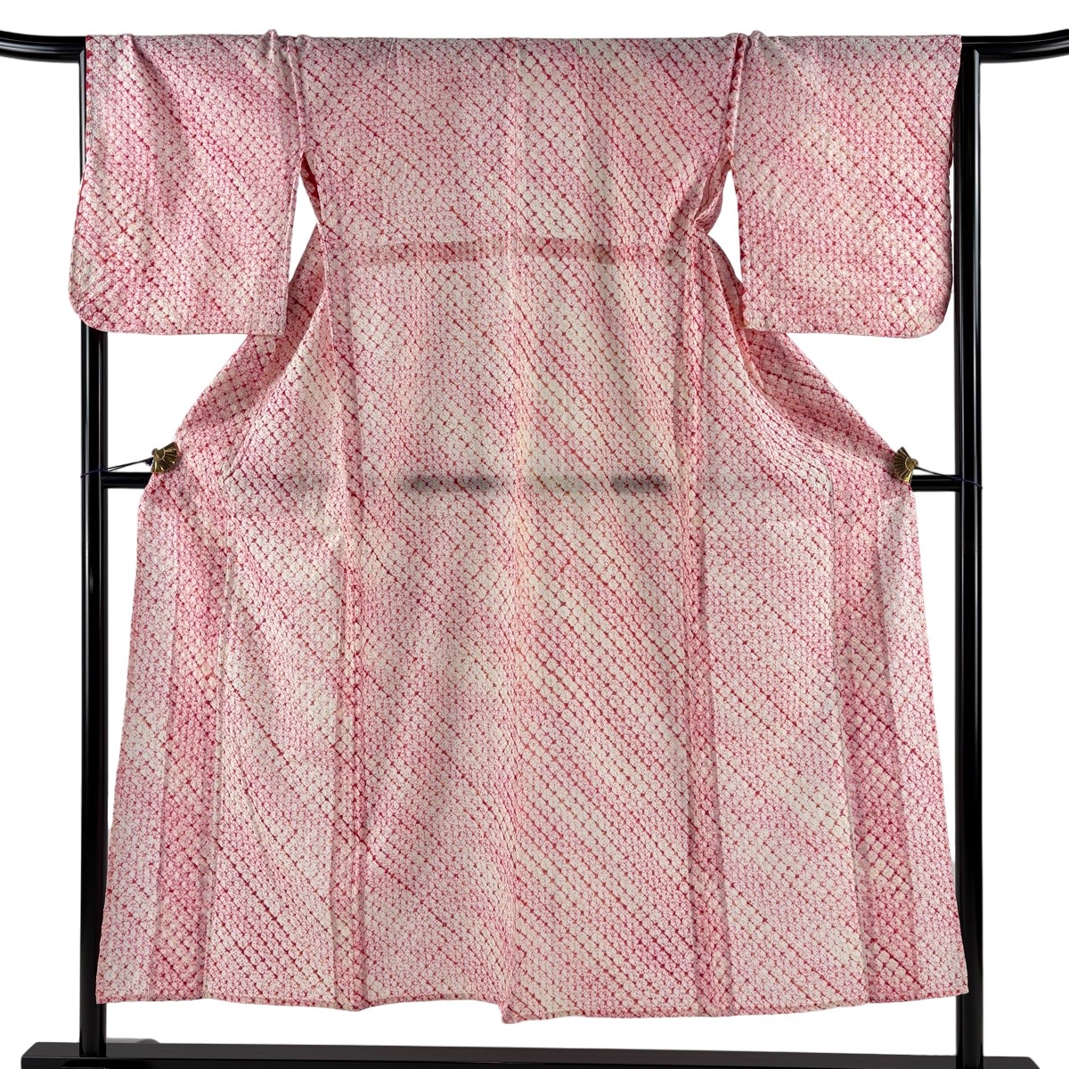 浴衣 身丈149.5cm 裄丈67cm M 絞り浴衣 幾何学 ピンク 綿 名品 【中古】 msp30|バイセル 店