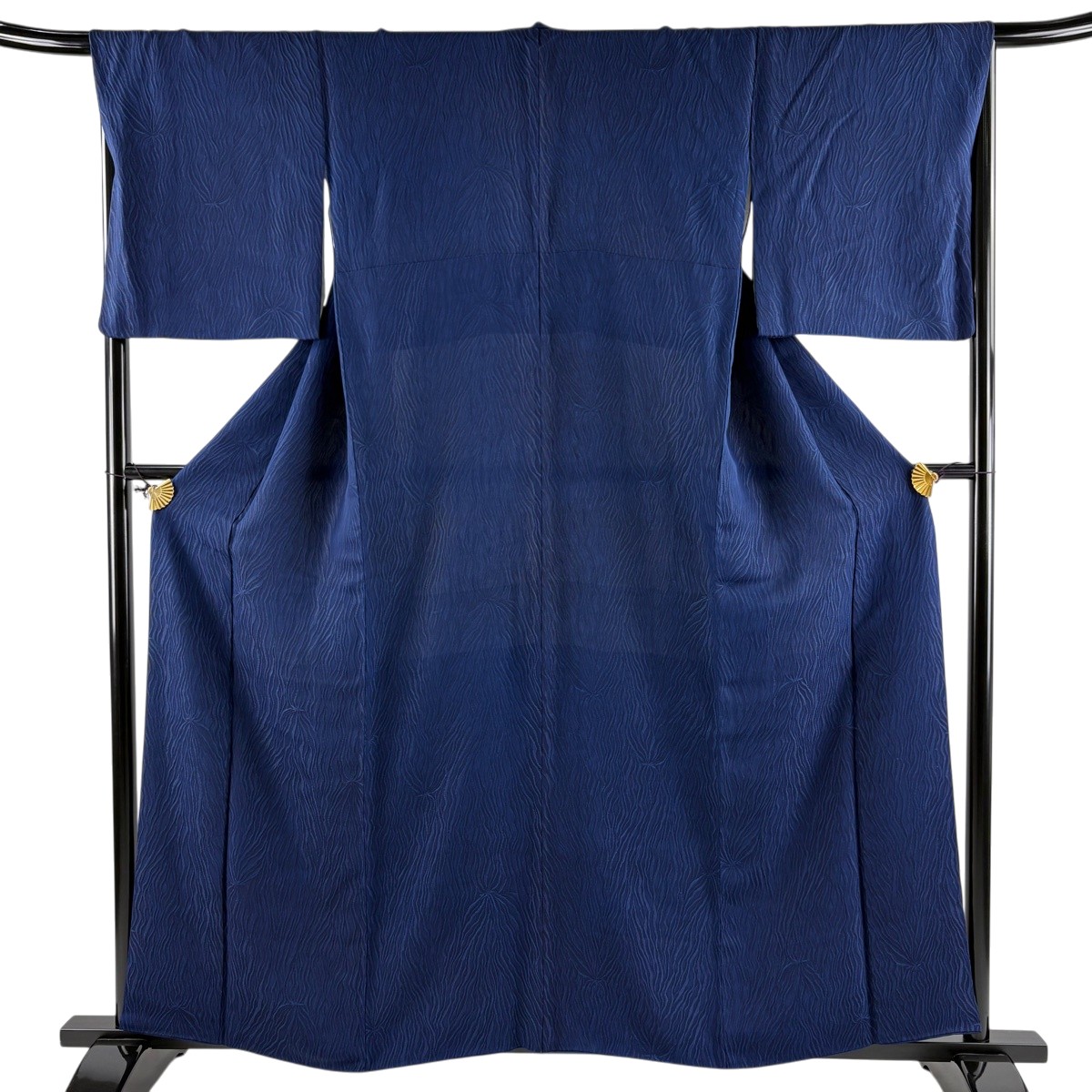 【美品】 小紋 身丈159cm 裄丈67.5cm L 袷 天然阿波藍 幾何学 藍色 正絹 逸品 【中古】 msp29|バイセル 店