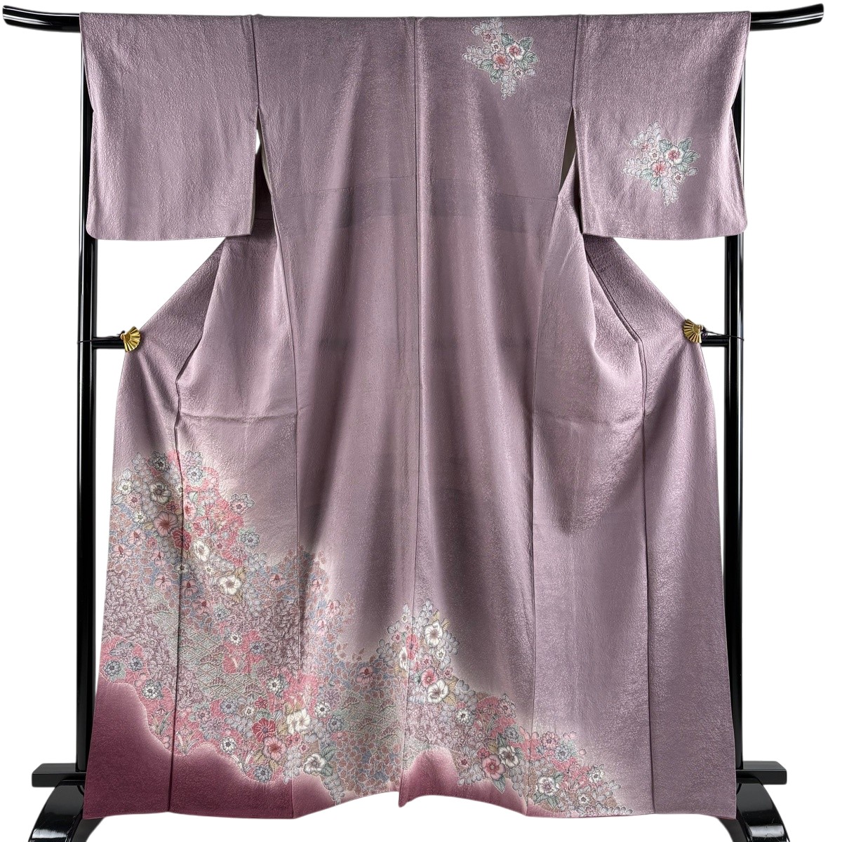 訪問着 身丈164cm 裄丈67.5cm L 袷 辻が花柄 菱 絞り ぼかし 紫 正絹 名品 【中古】|バイセル 店