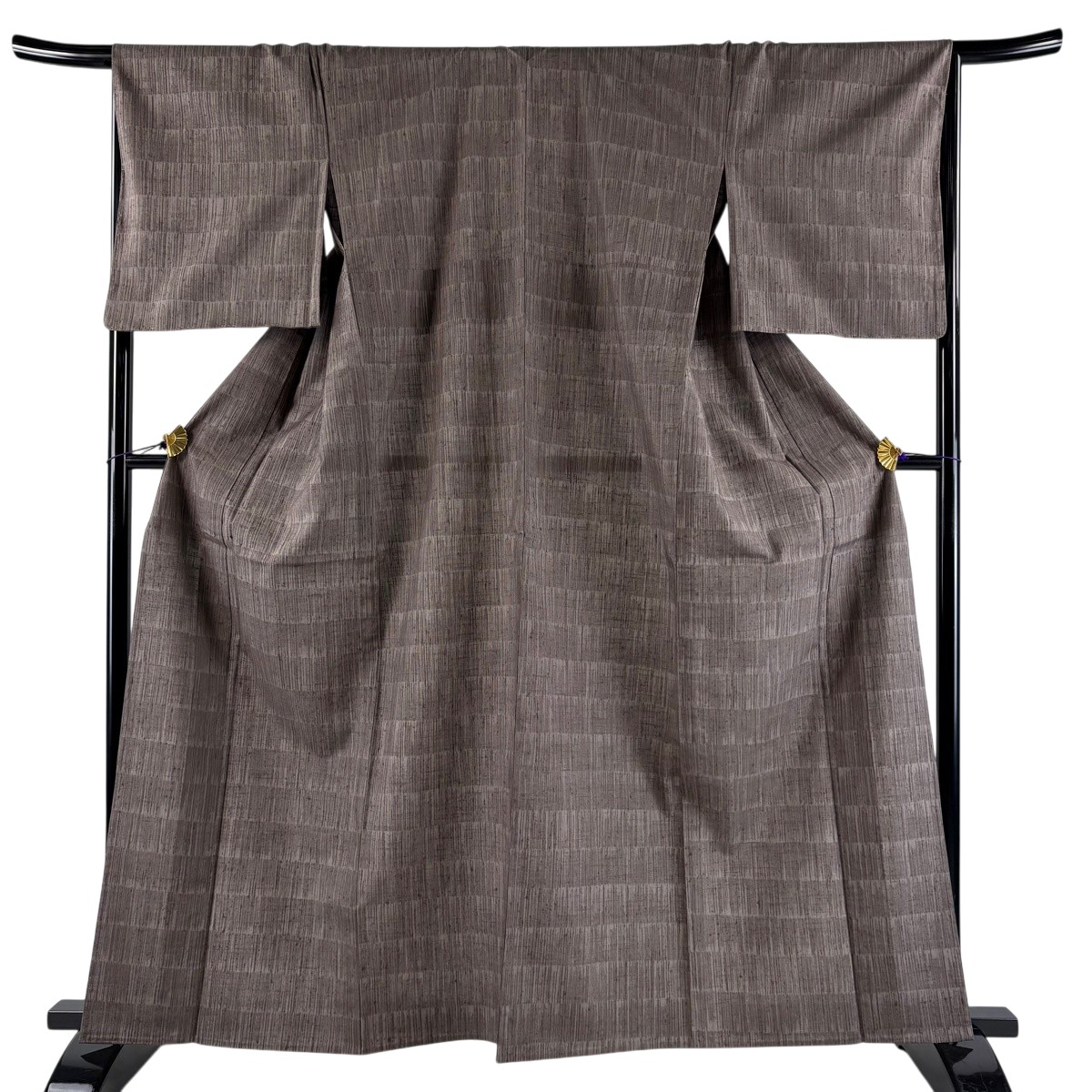 【美品】 小紋 身丈162cm 裄丈67cm M 単衣 紬地 幾何学 灰茶 正絹 名品 【中古】｜バイセル 店 15,696円