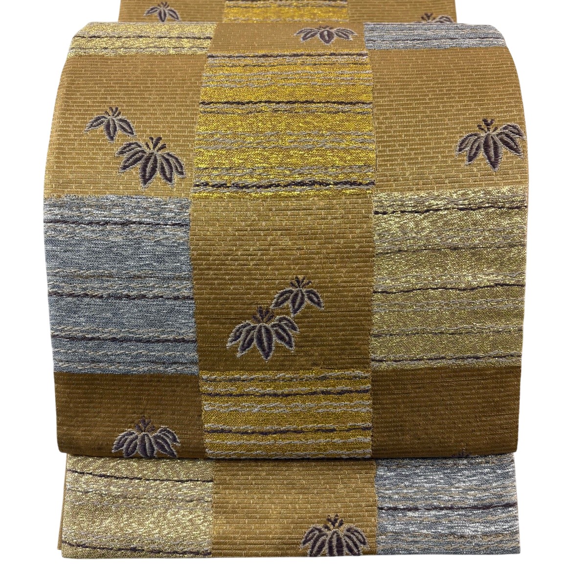 【美品】 袋帯 名品 市松 笹 金糸 箔 金色 六通 正絹 【中古】|バイセル 店