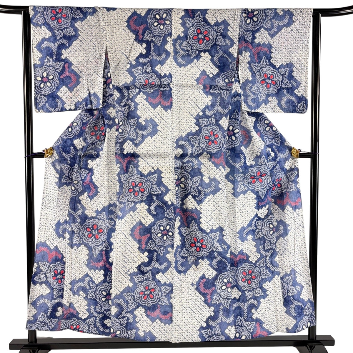 【美品】 浴衣 身丈156cm 裄丈63cm S 絞り浴衣 草花 青紫 綿 名品 【中古】｜バイセル 店 16,350円