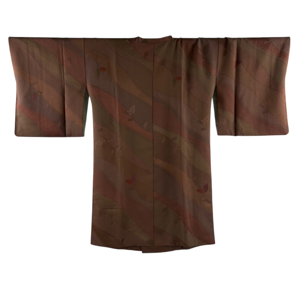【美品】 道行 身丈98cm 裄丈67.5cm L 和装コート 角衿 枝花 地紋 焦茶色 正絹 秀品 【中古】｜バイセル 店