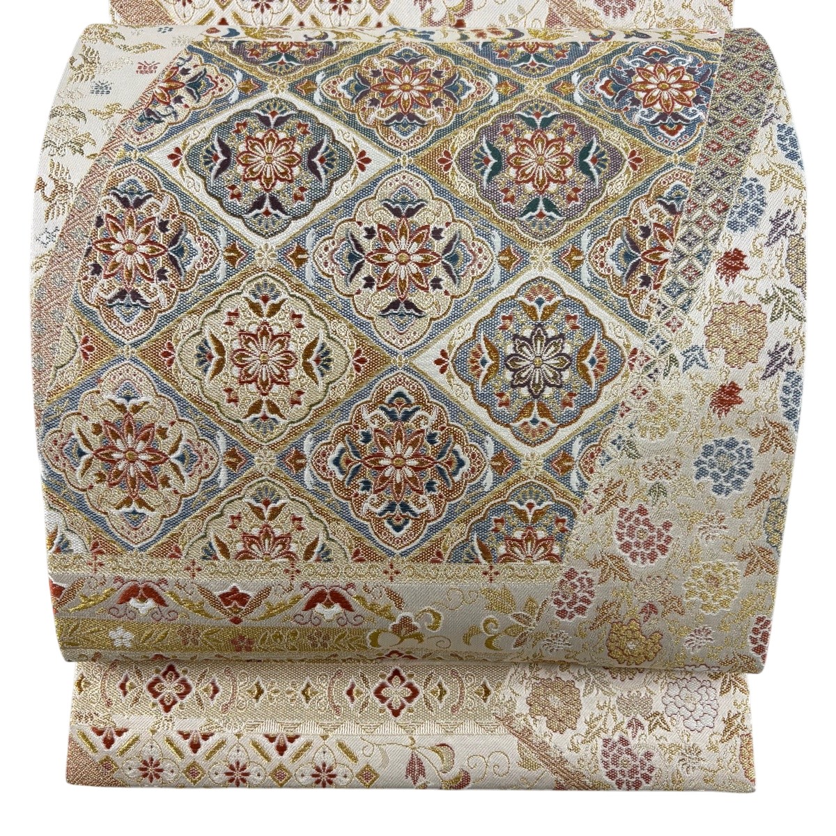 【美品】 袋帯 秀品 華文 鳥 金糸 クリーム 六通 正絹 【中古】｜バイセル 店
