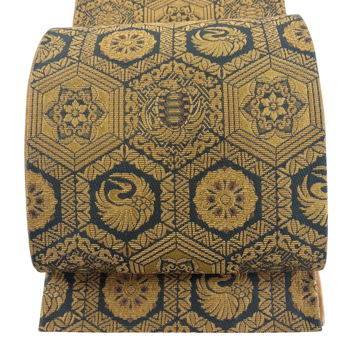 【美品】 袋帯 名品 鶴 亀 金糸 薄茶色 六通 正絹 【中古】｜バイセル 店