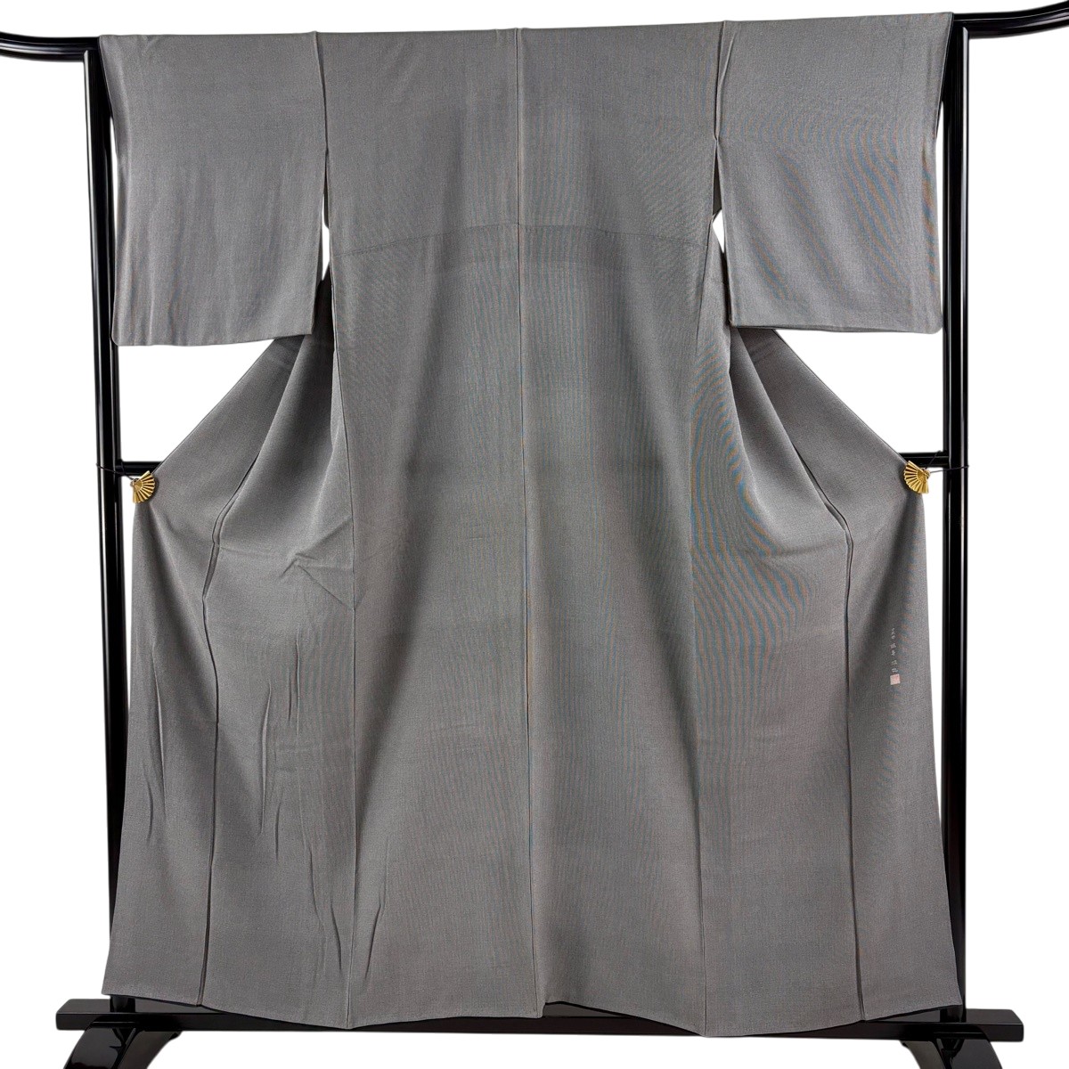 【美品】 江戸小紋 身丈156.5cm 裄丈64cm M 袷 飯島輝也 落款あり 万筋 灰色 正絹 逸品 【中古】|バイセル 店
