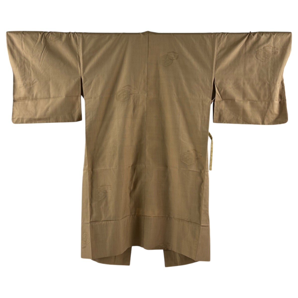 道中着 身丈105cm 裄丈66.5cm M 和装コート 着物衿 紬地 亀甲 薄茶色 正絹 逸品 【中古】｜バイセル 店