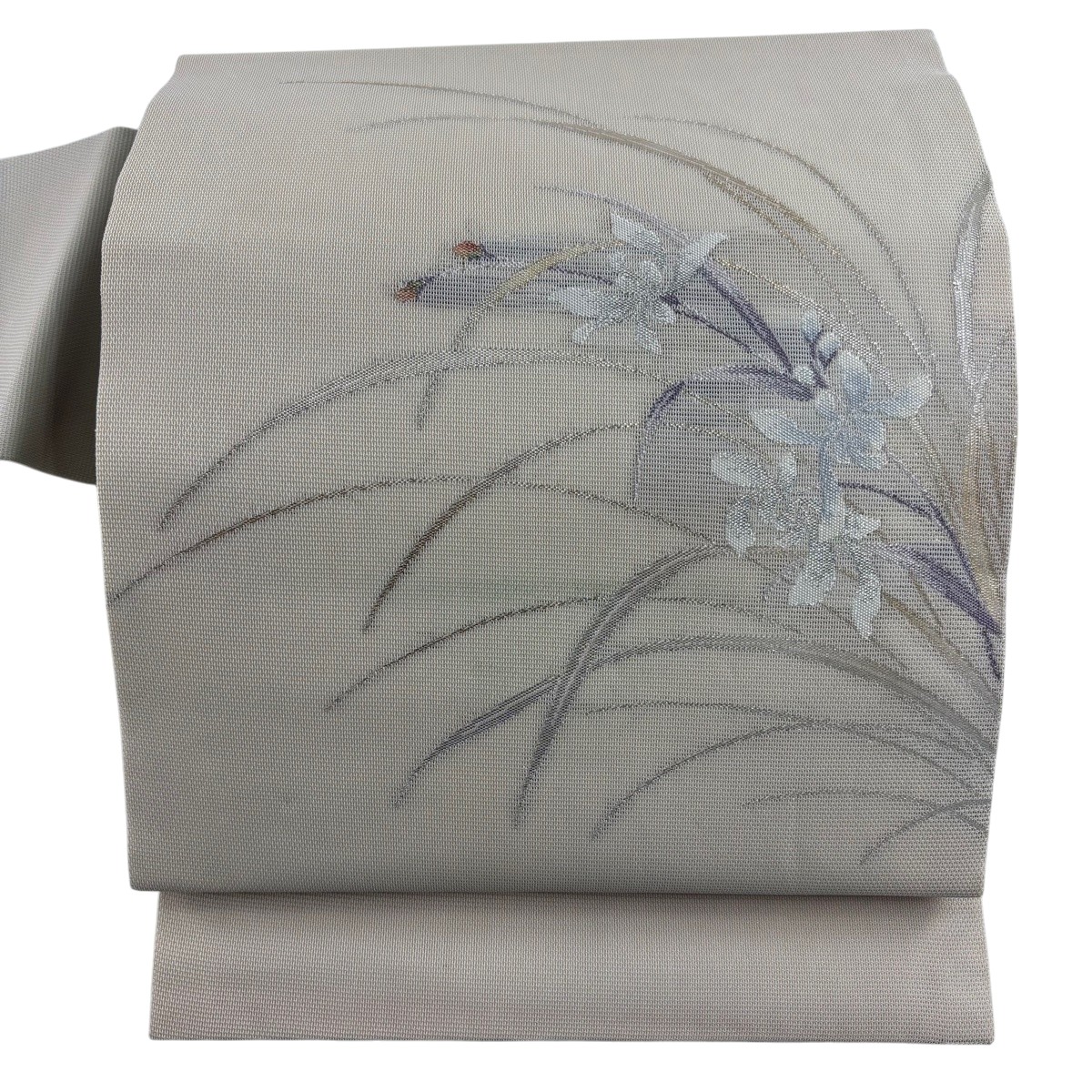 名古屋帯 秀品 夏帯 紗 草花 箔 金銀糸 灰茶 正絹 【中古】｜バイセル 店