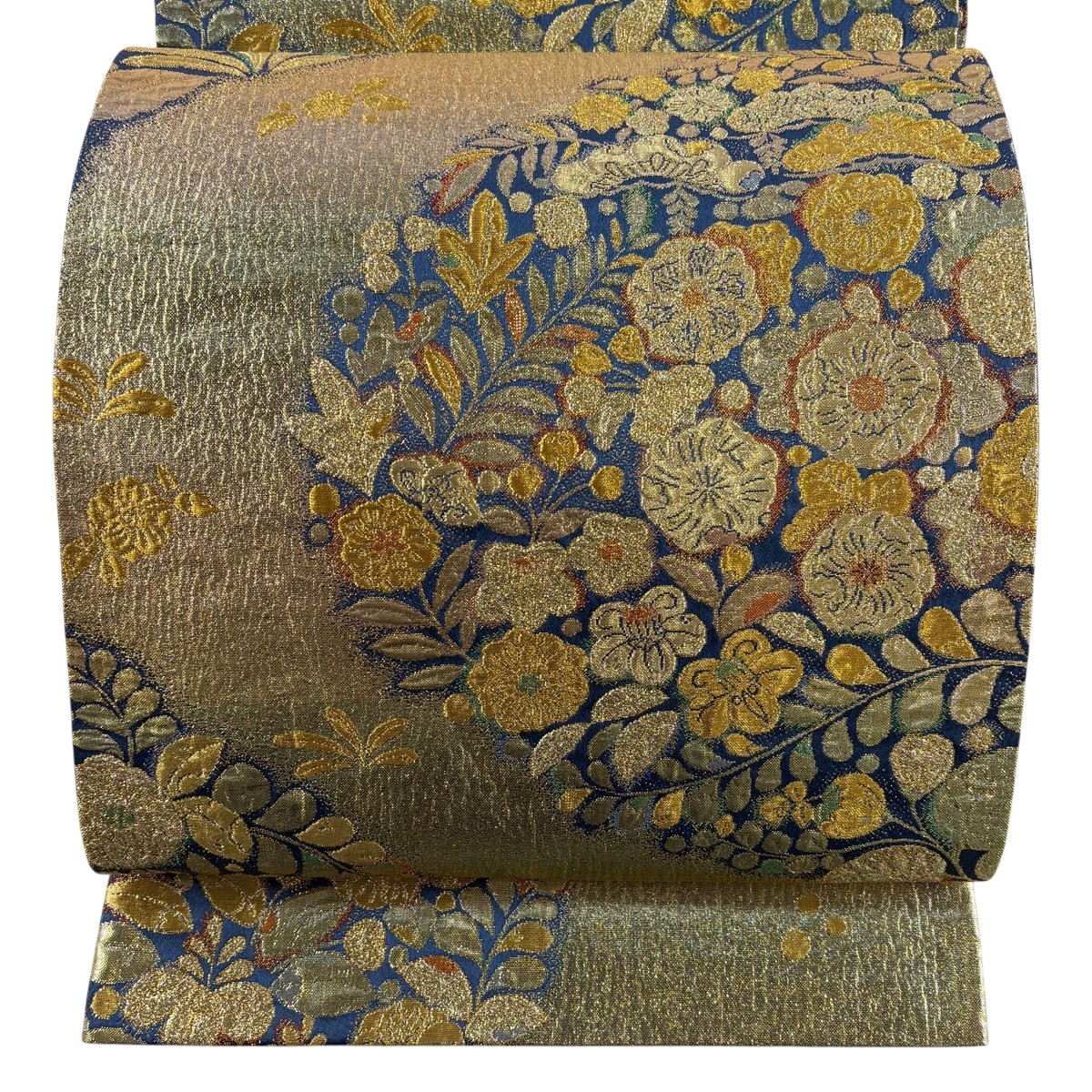 【美品】 袋帯 秀品 草花 松 箔 金糸 金色 全通 正絹 【中古】｜バイセル 店