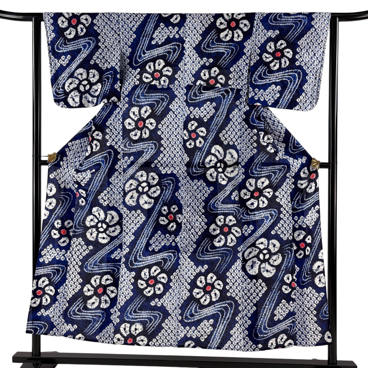 【美品】 浴衣 身丈152cm 裄丈62cm S 絞り浴衣 花 流水 青 綿 名品 【中古】|バイセル 店