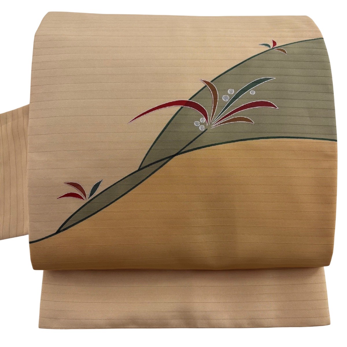 名古屋帯 秀品 夏帯 絽 葉と実 銀彩 茶色 正絹 【中古】｜バイセル 店