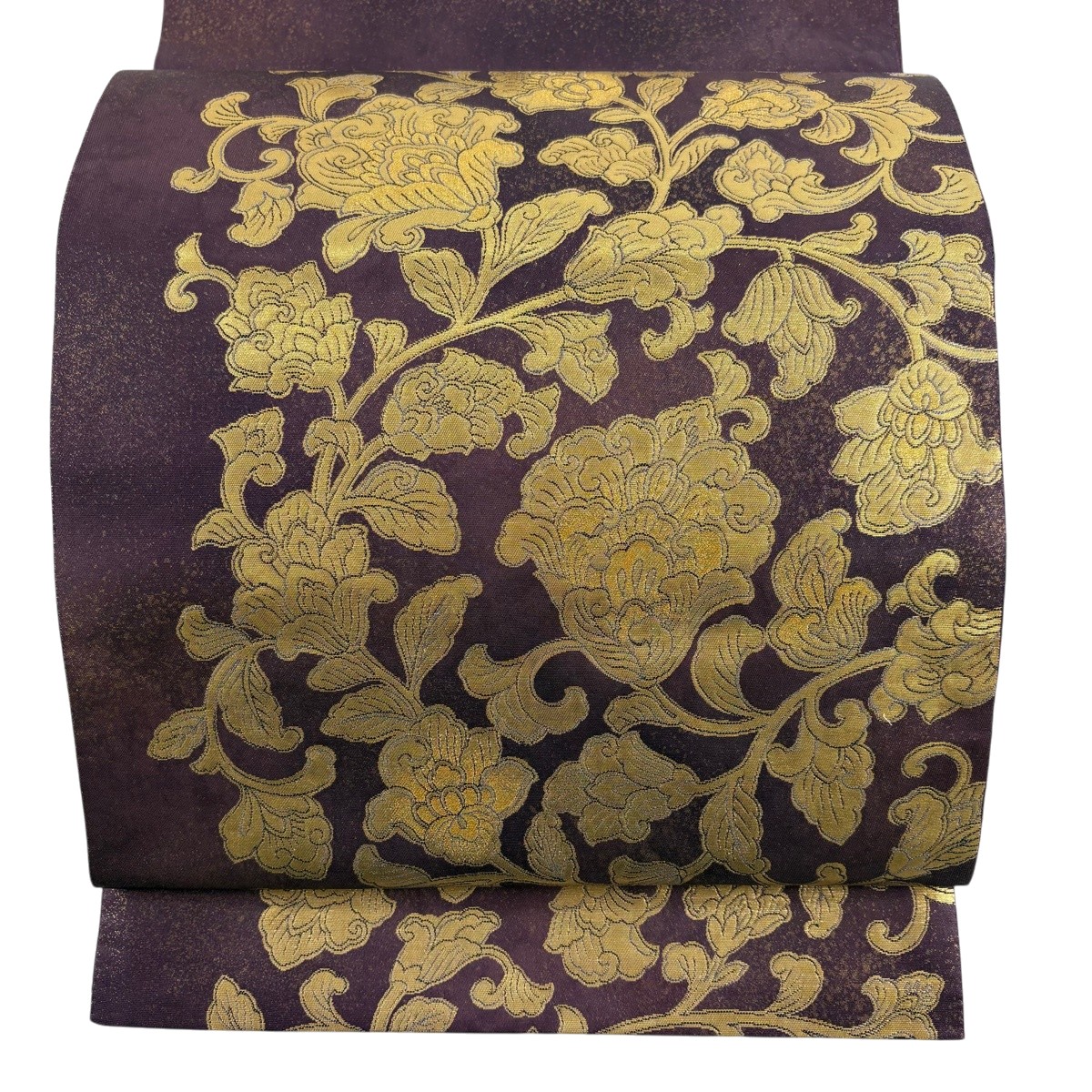 【美品】 袋帯 秀品 正倉院彩華文 宝飾錦 草花 金糸 箔 濃紫 お太鼓柄 正絹 【中古】｜バイセル 店