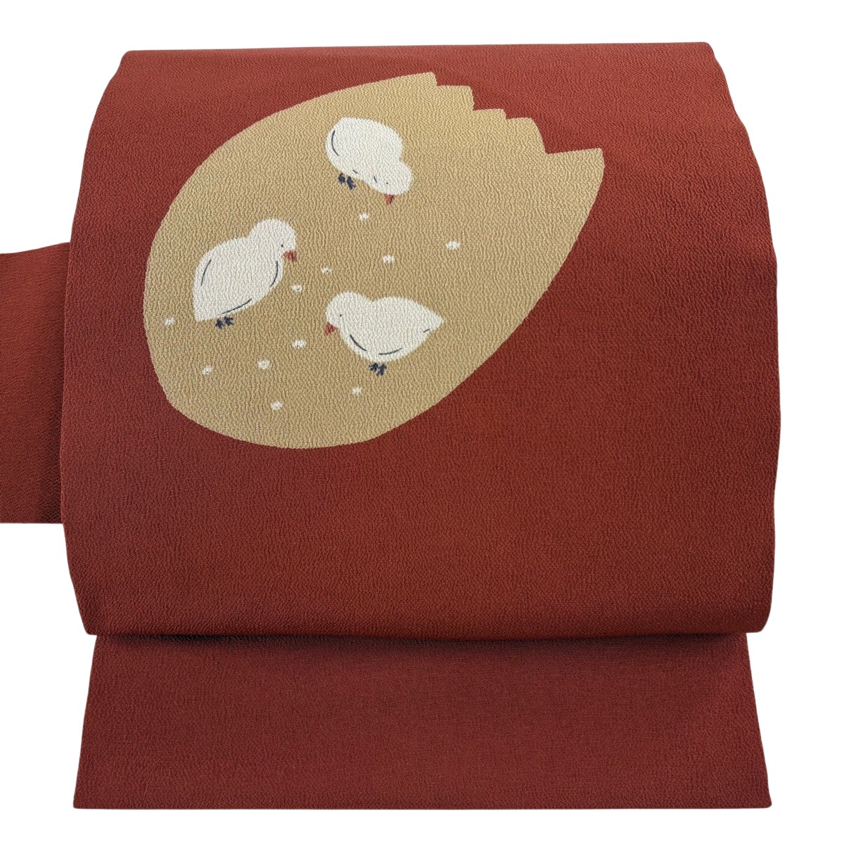 【美品】 名古屋帯 秀品 ひよこ 縮緬 赤茶 正絹 【中古】｜バイセル 店