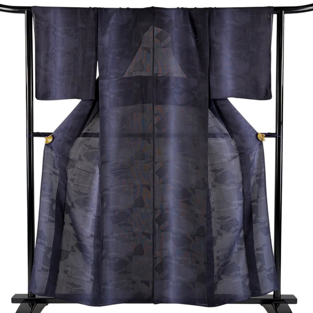 【美品】 小紋 身丈159cm 裄丈65cm M 薄物 やまと 地紋 縦ぼかし 灰紫 正絹 逸品 【中古】｜バイセル 店
