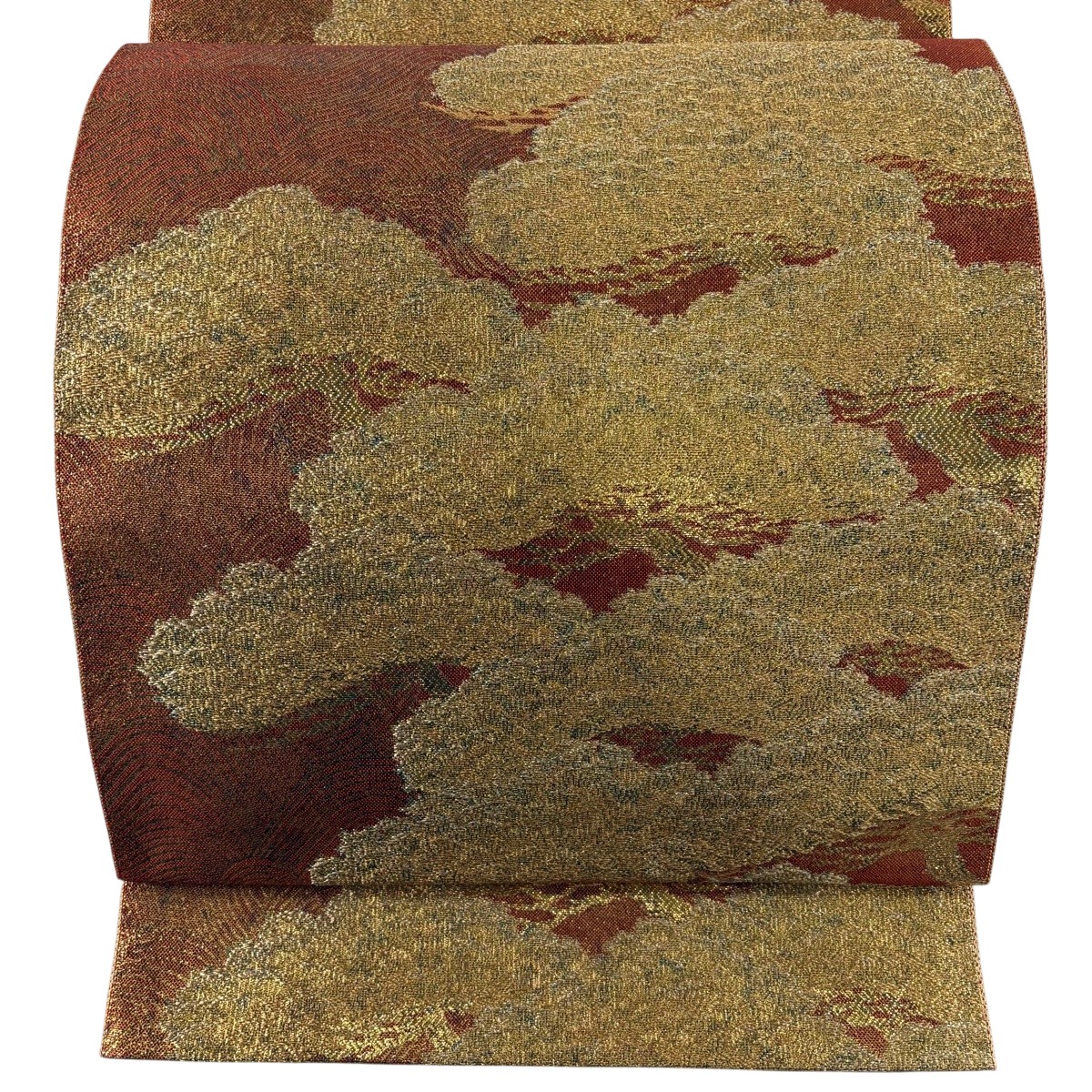 【美品】 袋帯 秀品 松 波 金糸 箔 茶色 六通 正絹 【中古】｜バイセル 店