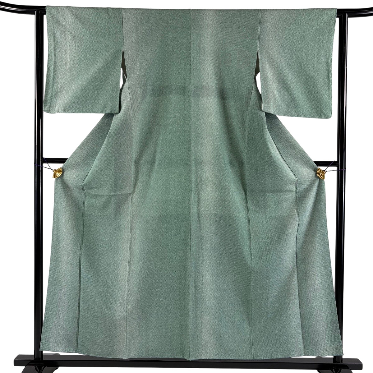 【美品】 お召 身丈156cm 裄丈62cm S 袷 本塩沢 証紙あり 幾何学 ぼかし 灰緑 正絹 逸品 【中古】|バイセル 店