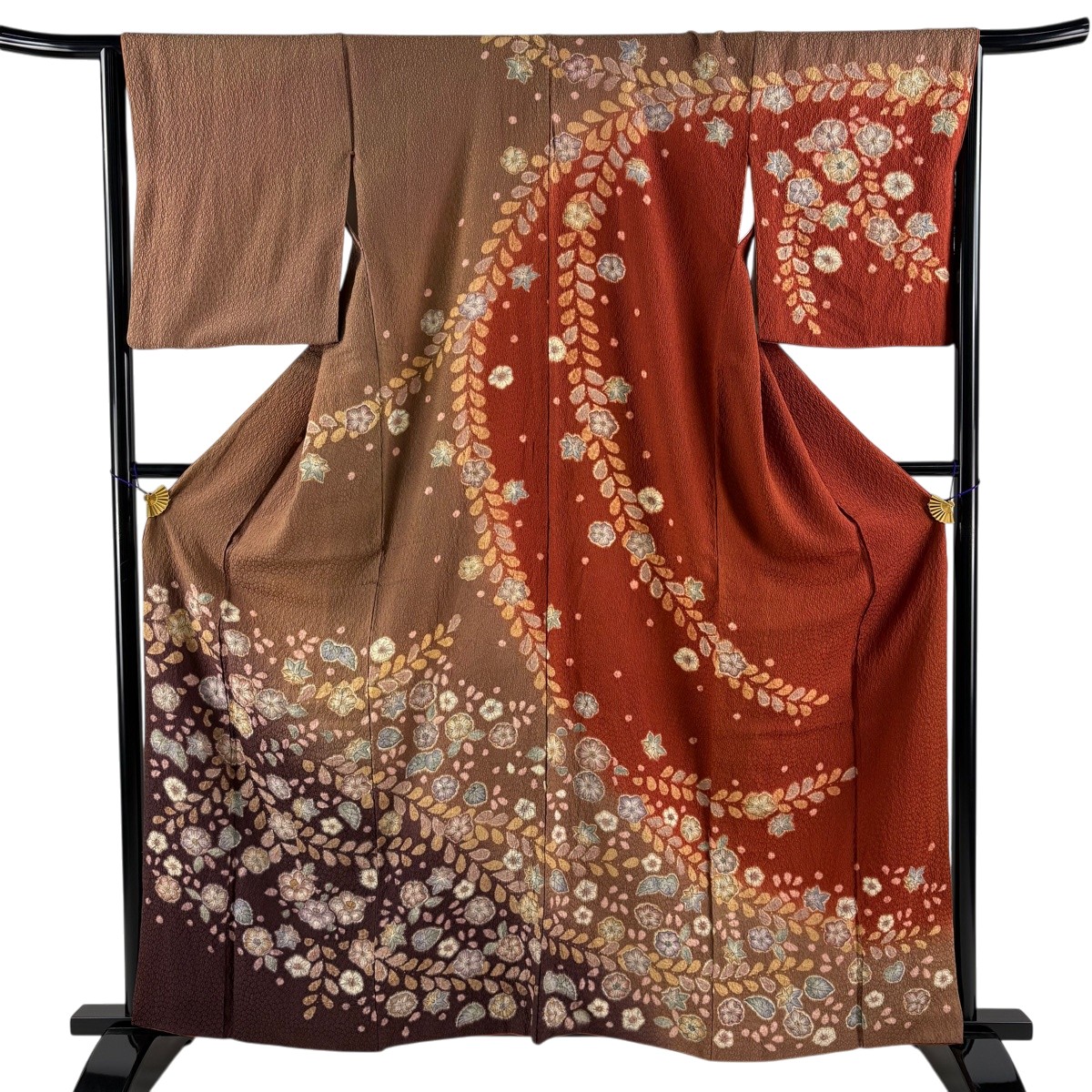 訪問着 身丈161.5cm 裄丈65.5cm M 袷 辻が花 染め分け ぼかし 茶色 正絹 名品 【中古】｜バイセル 店 9,660円