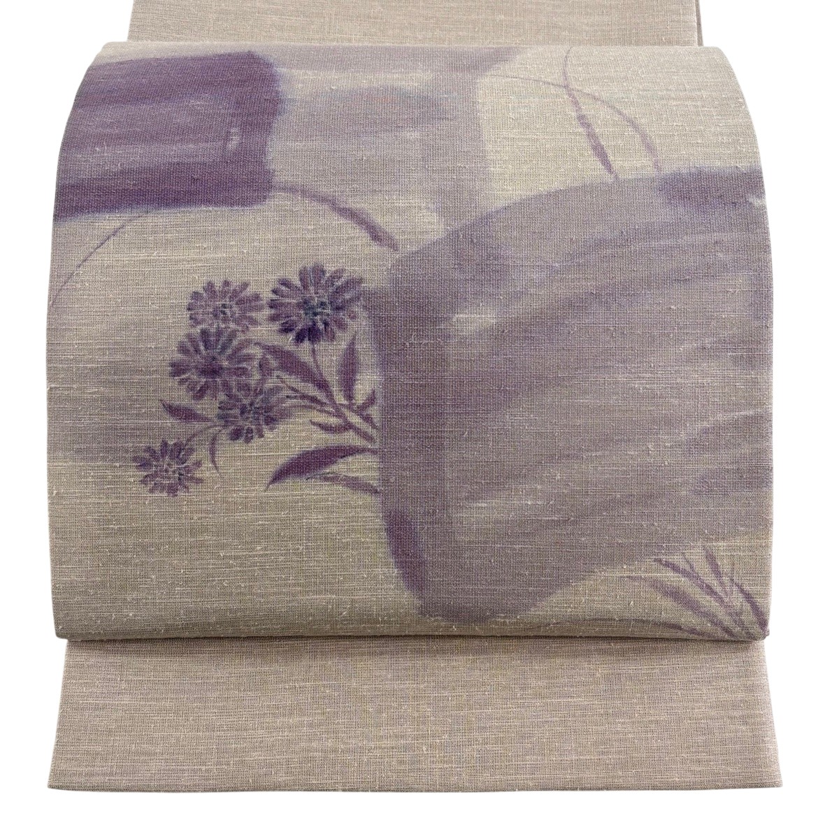 【美品】 袋帯 秀品 落款あり 一色生子 草花 銀糸 薄小豆 お太鼓柄 正絹 【中古】｜バイセル 店