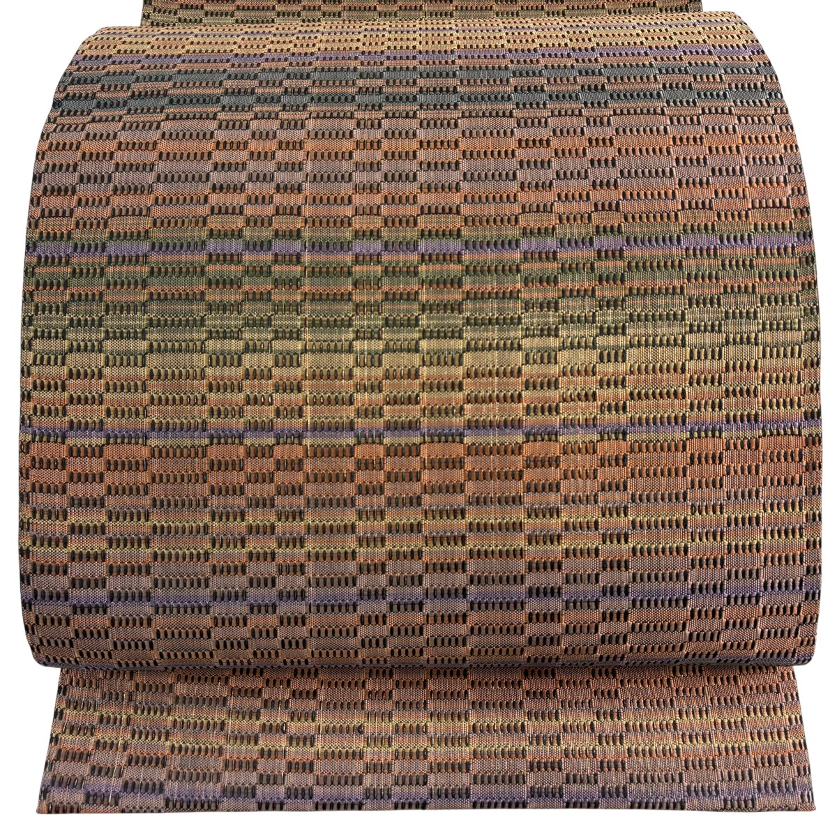 【美品】 袋帯 名品 落款あり 縞 幾何学 金通し 茶色 全通 正絹 【中古】|バイセル 店