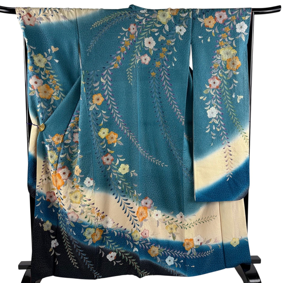 振袖 身丈165.5cm 裄丈68cm L 袷 辻が花柄 銀通し 金彩 青緑 正絹 逸品 【中古】｜バイセル 店
