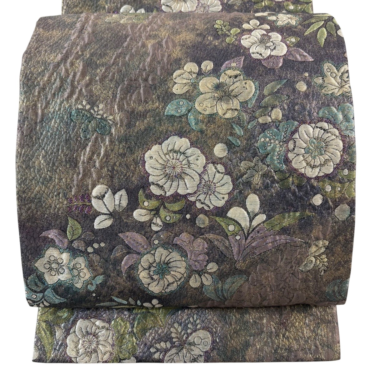【美品】 袋帯 名品 辻が花 金銀糸 箔 灰紫 六通 正絹 【中古】|バイセル 店
