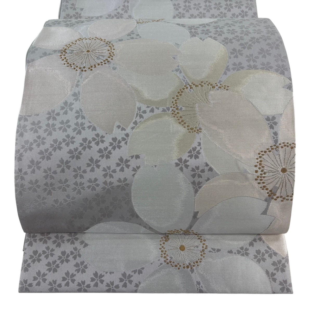 【美品】 袋帯 名品 桜 金糸 灰色 六通 正絹 【中古】｜バイセル 店