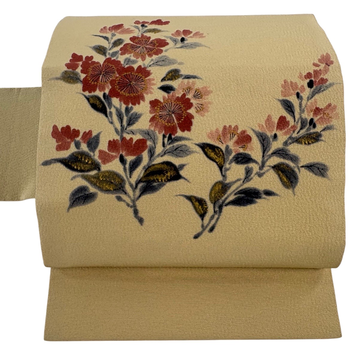 【美品】 名古屋帯 名品 落款あり 山科春宣 草花 金彩 薄茶色 正絹 【中古】｜バイセル 店