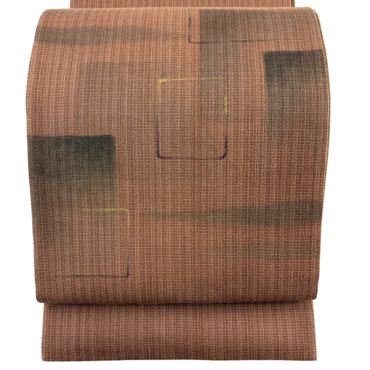 【美品】 袋帯 秀品 夏帯 幾何学 金彩 赤茶 お太鼓柄 正絹 【中古】｜バイセル 店