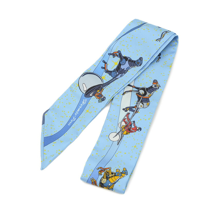 エルメス　ツイリー　木馬　白　HERMES 美品 2022年春夏 HERMES エルメス スカーフ ツイリー ガルドローブ