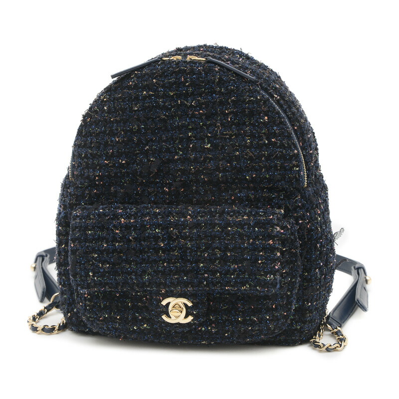 CHANEL A66445 ツイードプリント ナイロン×レザー バックパック 楽天市場】シャネル ツイードプリント ナイロンチェーンリュック