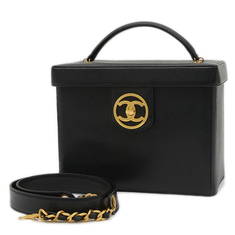 楽天市場】シャネル CHANEL バニティバッグ キャビアスキン 黒 7番台
