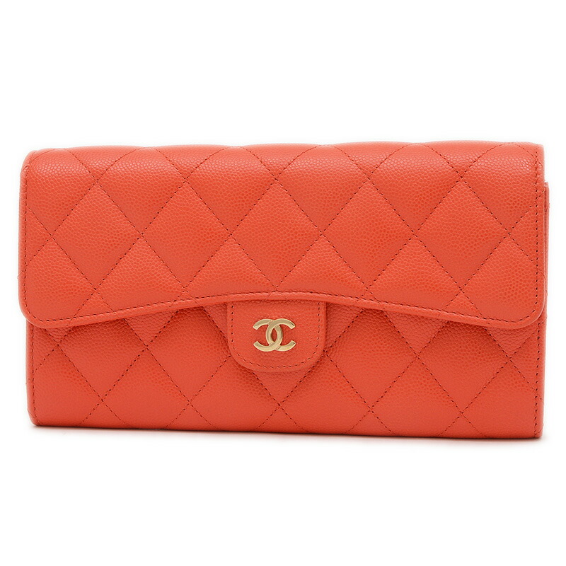 CHANEL シャネル マトラッセ キャビアスキン フラップ長財布 CHANEL シャネル】 キャビアスキン マトラッセ ロング フラップ
