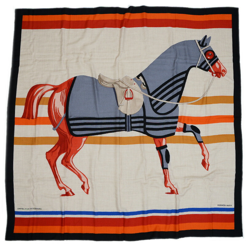 楽天市場】【HERMES】エルメス カレ90 スカーフ 馬着 クリーム