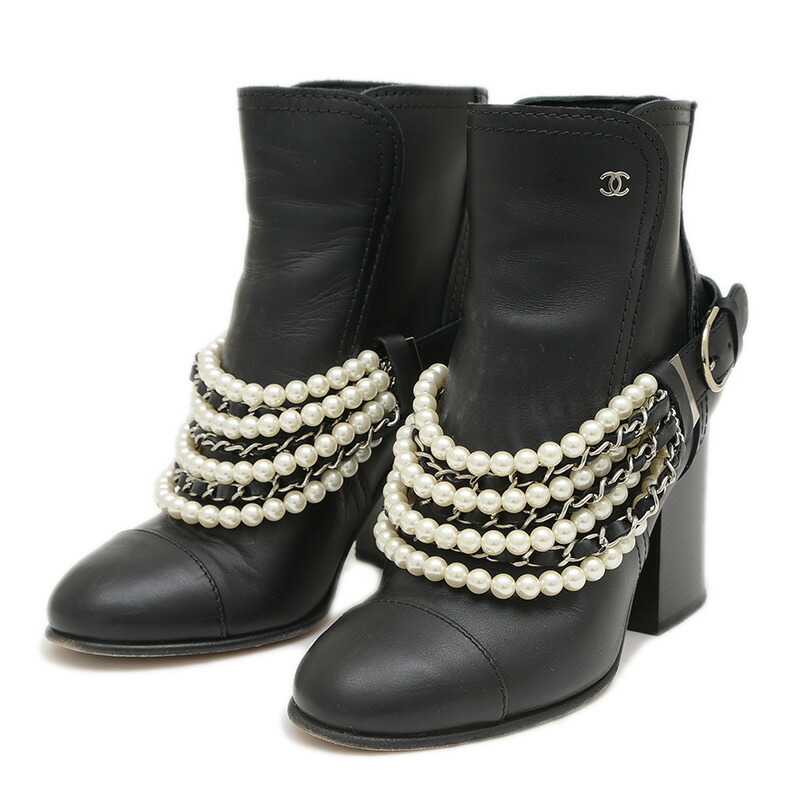 楽天市場】【シャネル】Chanel 鉱石クリアヒール ブーティ ショート