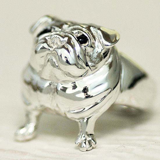 マイドッグ パグ リング SV925 20号*新品 パグ犬リング－いぬシリーズ 干支「戌」 silver925 天然石